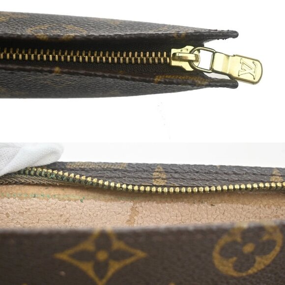 LOUIS VUITTON LV Logo Bucket GM Pouch Bag Monogram Leather Brown Gold 05EE980 - Picture 10 of 14